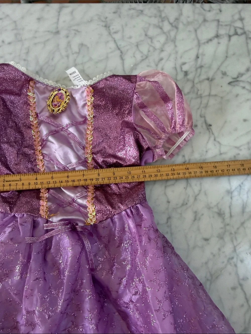 Girls Rapunzel Disney Purple Princess Costume Dress Sz 4-6Y Puff Sleeve
